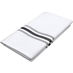 Bistro Restaurant Stripe Cloth Napkins Set of 12 Pack, Commercial Quality 18 x 22 Inches, MJS Linen Dinner Napkins Cloth Washable, Solution Dyed, Never Fade, Soil Release, Black Stripes