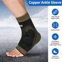 NeoAlly Copper Ankle Support Brace Compression Sleeve with Silicone Gel Reduce Foot Swelling Pain Relief from Plantar Fasciitis and Achilles Tendon (Large - 1 Pair)