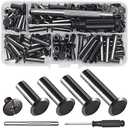 YORANYO 70Sets Chicago Screws Leather Rivets Assorted Screw Rivets Chicago Binding Screws for Decorate and Repair Leather Craft Belt Bag Shoes Purse Bookbinding (Black, M5*15,18,20,25)