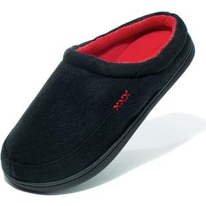 Men's Warm Memory Foam Suede Plush Fleece Lined Slip on Indoor Outdoor Clog House Slippers 12.5 Inch