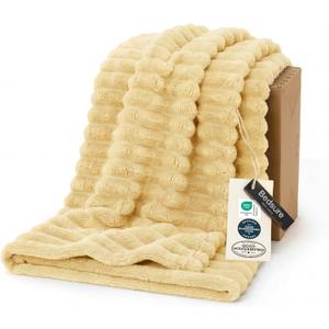 Bedsure GentleSoft Custard Yellow Fleece Twin Blanket for Couch - Super Soft Cozy Blankets for Women, Cute Small Blanket for Girls, 60x80 Inches