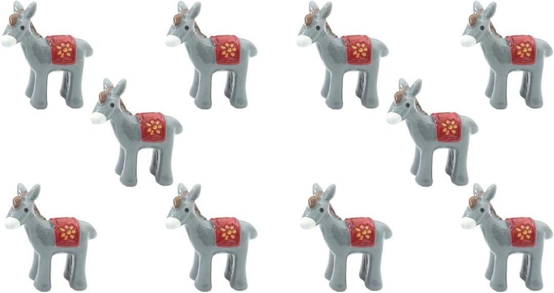 Yardwe 10 Pcs Miniature Donkey Figurines, Resin Donkey Mini Donkey Figurine Tiny Donkey Animal Decoration for Cake Topper DIY Craft Micro Landscape Fairy Garden Decor