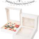 qiqee Auto-pop Up 30pcs Pie Box With Window 9x9x2.5 Inch Donut Pastry Boxes White Bakery Box