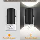 Night Lights Plug into Wall, LED Plug in Night Light, Dusk to Dawn Light Sensor, 0-100LM Adjustable Brightness Wall Light, Soft White 3000K, Dimmable Night Lights for Hallway Bedroom Stairway, 2 Pack