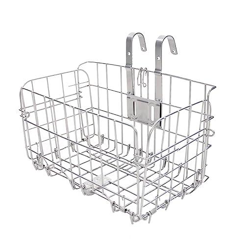 Folding Bike Front Basket Wire Easy Installation on Front Handlebar with Handles for Bicycle Accessories Frame Bag Cargo Rack.
