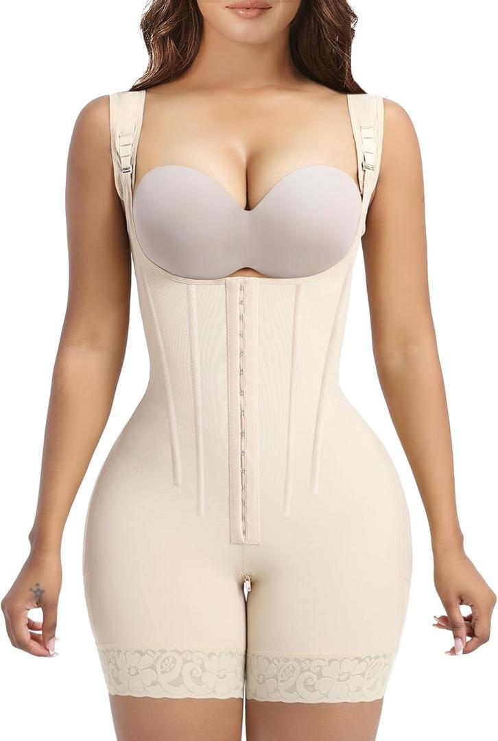 YIANNA Fajas Colombianas Shapewear Tummy Control Body Shaper Postpartum Butt Lifting Compression Garment with Bones (XL)