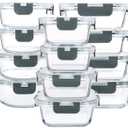 M MCIRCO 24-Piece Glass Food Storage Containers with Upgraded Snap Locking Lids,Glass Meal Prep Containers Set - Airtight Lunch Containers, Microwave, Oven, Freezer and Dishwasher (Gray)