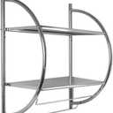 Home Basics 2 Tier Wall Mounting Chrome Plated Steel Bathroom Shelf with Towel Bar