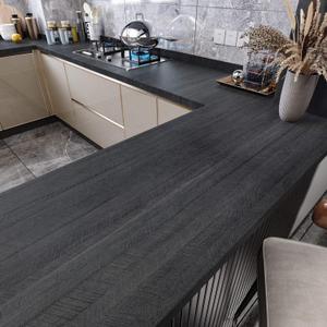 WESTICK Black Wood Contact Paper Peel and Stick Wallpaper Waterproof Wood Grain Contact Paper for Countertops Kitchen Cabinets Walls Furniture Self Adhesive Wooden Vinyl Wrap Roll 15.8" x 393"
