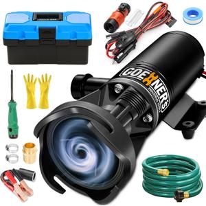 12V RV Portable Macerator Waste Pump with box for Sewage, 12GPM Suction 3.2 feet Lift 10 feet, Complete RV Macerator Pump Kit for Right Out of Box