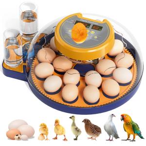 18 Egg Incubator for Hatching Eggs, Chicken Incubator with Automatic Turner, Digital Temperature Control & Humidity Display, Built-in Egg Candler, for Hatching Chicken, Duck, Goose, Home, School Use