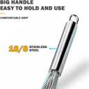 18/10 Stainless Steel Large Whisk Set of 2, 15.5 inch Heavy Duty Long Whisk and 12 inch Whisks, Suitable for Deep Pots or Big Bowl, Mixing, Beating, Blending