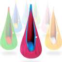 OUTREE Kids Pod Swing Seat, Cotton Child Hammock Swing Chair, Sensory Swing for Indoor and Outdoor Use, Pink and Blue