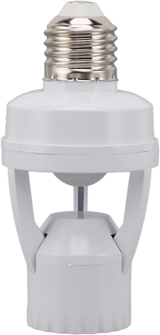 Motion Sensor Light Socket, PIR Motion E27 Screw Bulb Adapter Motion Activated Light Socket, Auto On Off Motion Security Light Bulb Socket Indoor for Porch, Garage, Basement