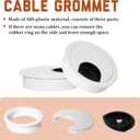 Signite 5 Pcs Plastic Desk Cable Grommet 2-1/2" Durable Desk Hole Cover for Wire Management, Desks Cord Grommet for Workstations, Tables, Countertops 60mm Hole Cover for Home & Office Use - (White)