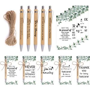 30 Sets Employee Appreciation Gifts Bulk Teacher Thank You Gifts Motivational Bamboo Pens with Appreciation Cards Gift for Teacher Student Coworker Colleague Team