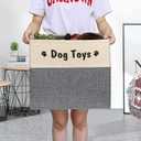 PET ARTIST Large Dog Toy Basket, Foldable Dog Toy Bin Box for Living Roon Area, Collapsible Storage Baskets with Comfortable Handles for Pet Coat,Accessories, Gray, 15"x13"x12" (Grey)