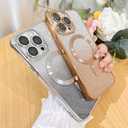 2 x Phone Case Designed for 14 Pro Max Glitter Bling Plating Phone Cover Shockproof Protection Anti-Scratch Case for Women - Gold