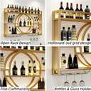 39.4" Wall Mounted Wine Rack with LED Light and Glass Holder, 39.4inch/100cm