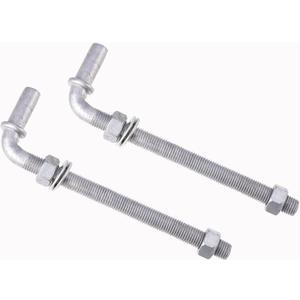 J-Bolt Post Hinge with 5/8" Hinge Pin Galvanized Post Gate Hinge for Chain Link Fence, Washers & Nuts Included (8" (2 Pcs))