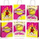 JOYGATHER 24 Pcs Softball Party Favors Bags with Handles, Softball Goodie Gift Candy Treat Snack Paper Bags with 3 Different Types for Birthday Party Supplies Baby Shower Decorations