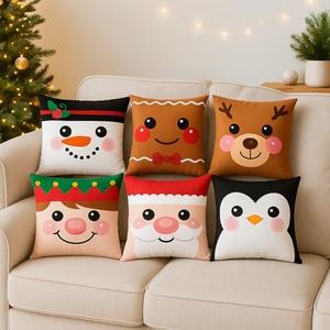Breling 12 Set Christmas Pillow Covers 16 x 16 Inches, Soft Plush Faux Fur Wool Couch Throw Xmas Cushion Cover for Holiday Sofa Chair Bed Home Decorative, 