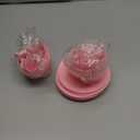 Vesici 24 Pcs Silicone Teacup Cupcake Molds Muffin Cups for Baking, Teacup Cupcake Liners, Reusable Baking Muffin Liners for Bridal Baby Shower Birthday Tea Party, 12 Cups 12 Saucers, White and Pink