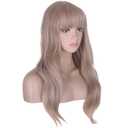 morvally Long Wavy Wig with Bangs for Women Heat Resistant Synthetic Hair Natural Looking for Daily Use (Mix Ash Blonde)