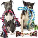 Forfon Tough & Strong Dog Toy for Aggressive Chewers Tough Chew Toys for Large Dogs, Ideal for Tug-of-War & Teeth Cleaning, with 3 Rope Toys & 2 Dog Bags