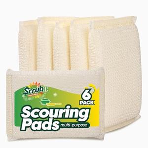 6 Scrub Sponges Kitchen by SCRUBIT, Multi-Purpose Scouring Pads, Non-Scratch Cleaning Sponges for Dishes, Pots & Non-Stick Cookware - Long Lasting Dish Scrubbers for Kitchen, Bathroom & More