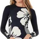 Roxy Women's Long Sleeve Surf Suit-Onesie Fitted Rash Guard Swimsuit  UPF 50+, Back Zip Closure, Quick-Dry, Swimwear (Medium, Black)