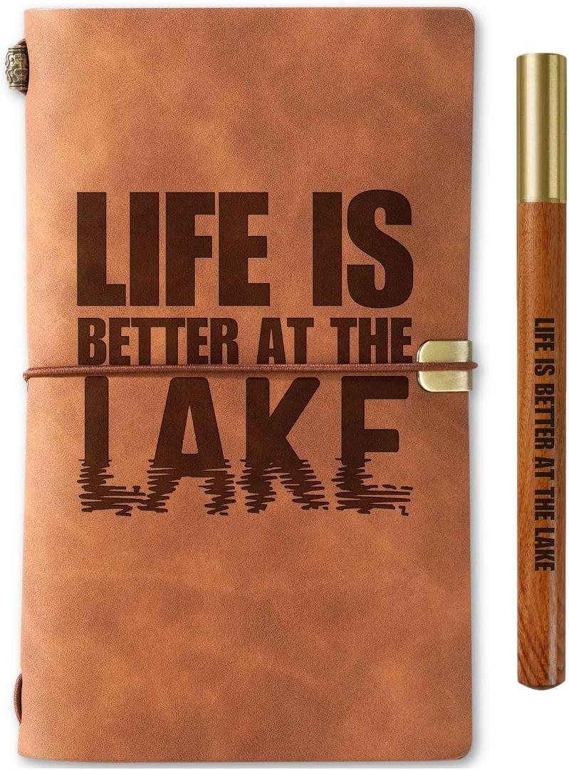 InnoBeta Lake Gifts for Women/Men, Journal Notebook with Pen and Pen clip 7.87 x 4.7 Cover, 4 x 7.5 Pages (Inches), Lake Life Gifts for Birthday, Christmas