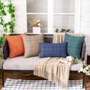 2 x MIULEE Outdoor Waterproof Throw Pillow Covers Decorative Farmhouse Water Resistant Cushion Covers for Tent Patio Garden Couch Sofa Pack of 2, 12x20 Inch Navy Blue