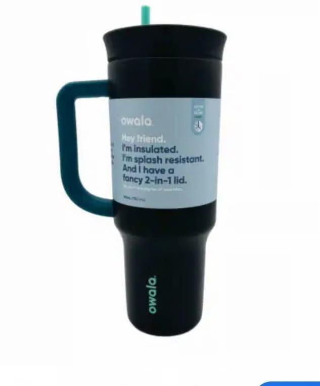 Owala Stainless Steel Triple Layer Insulated Travel Tumbler with Spill Resistant Lid, Straw, and Carry Handle, BPA Free, 40 oz