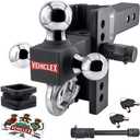 Vehiclex 8" Adjustable Drop Hitch for 2.5" Receiver, Tri-Ball & Tow Hook
