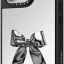 CASETiFY Mirror Case for iPhone 16 Pro Max [Reflective / 4.9 ft. 1X Military Grade Drop Protection/Compatible with Magsafe] - Metallic Ribbon - Silver on Black