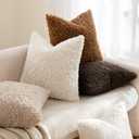 MIULEE Pack of 2 Throw Pillow Covers 20x20 Inch Bronze Faux Fur Decorative Sherpa Pillow Covers Fuzzy Accent Soft Sheepskin Fleece Cushion Cases for Boho Home Decor Couch Living Room Bed