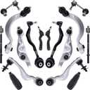 16pcs Front Suspension Kit Upper Lower Forward Rearward Control Arm with Ball Joint Sway Bar Link Inner Outer Tie Rod Boot Assembly Replacement for 2007-2017 Lexus LS460 RWD