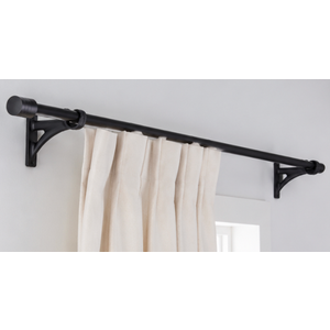  42 Ft Heavy-Duty Black Curtain Rod Brackets & Rod Set