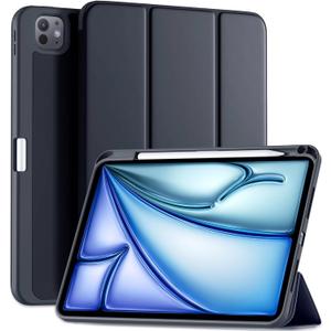 iBabyface Case for iPad Pro 11 Inch Case (M5 2025/M4 2024 5th Gen) Slim Trifold Stand Hard Back Shell Supports Pencil Pro and Pencil(USB-C) Durable Protection,Black