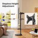 Height Adjustable Rolling TV Stand for 13-43 Inch TV up to 33 Pounds, Portrait to Landscape, Mobile TV Cart with Adjustable Storage Box and Shelf Max VESA 200x200mm