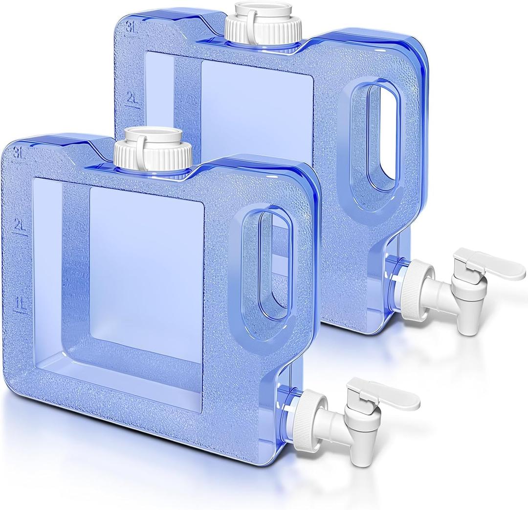 2 Pack Fridge Water 0.8 Gallon Dispensers Bottle with Leak-proof Spigot and Convenient Handle Reusable Plastic Juice Beverage Dispenser Water Jug for Party Refrigerator Drink Iced Tea Juice Storage