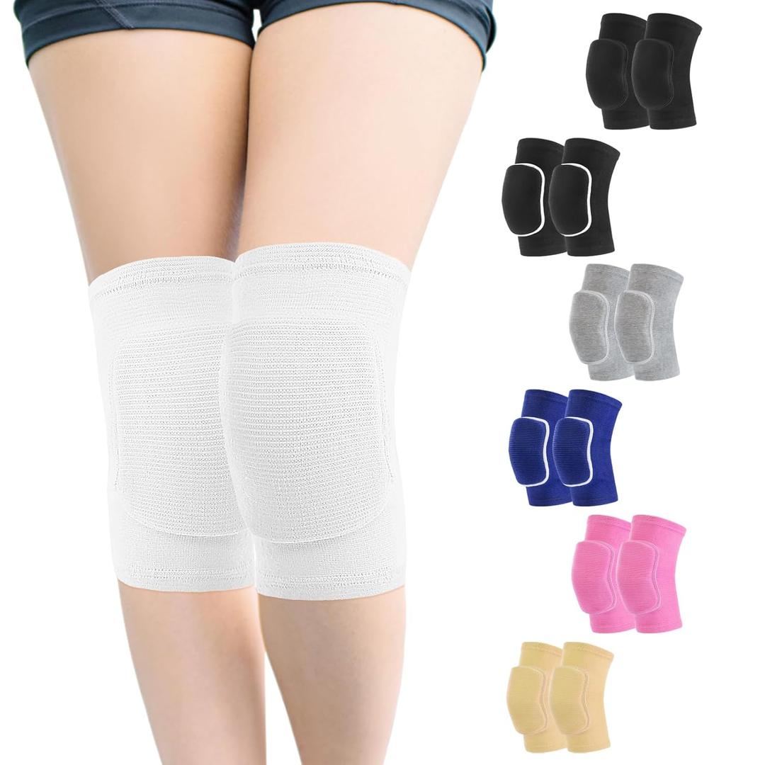 HISFFOG Volleyball Knee Pads for Women, Men, Youth, Girls, Kids, Knee brace for Volleyball Basketball Football Dance Yoga Tennis Running Cycling Workout Climbing Wrestling (Medium, White)