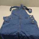 Women's Straight Wide Leg Jeans Overalls Baggy Fit Bib Denim Jumpsuit Pants Adjustable Straps (Medium, Mid Blue)