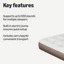 Amazon Basics Inflatable Air Mattress Queen with Built-in Pump, 600lb Capacity