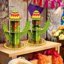 2 Pack Mexican Fiesta Cupcake Stand Party Decorations, Cactus 3 Tier Cardboard Cup Cake Tower Stand Display Dessert Holder Cinco De Mayo Taco Tuesday Baby Shower Birthday Party Decor Supplies Favors