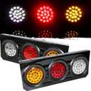 2 PCS LED Truck Trailer Tail Lights with Iron Bracket Base,12V-24V Round Led Trailer Tail Lights for Turn/Signal/Running Lamps Fits any Truck RV Camper Trailer