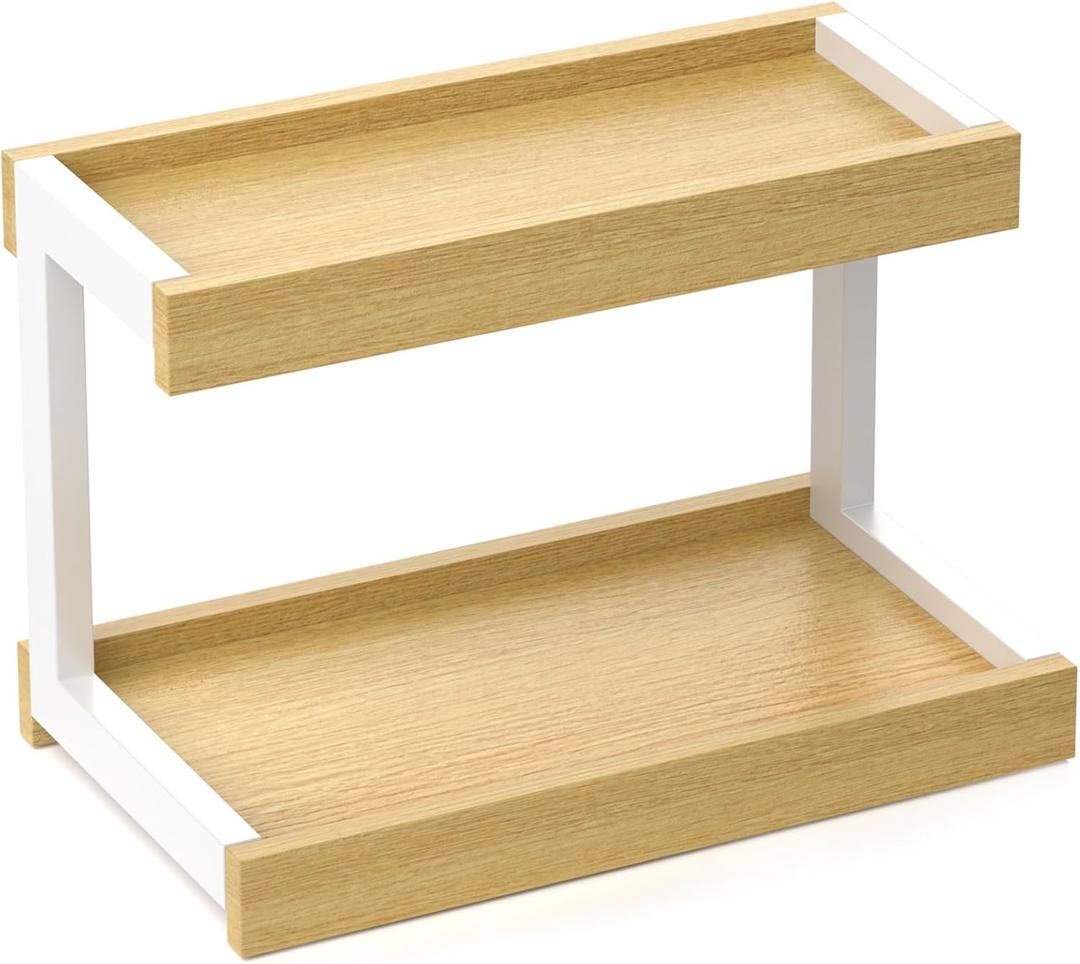 MARTY 2 Tier Spice Rack Organizer for Countertop, 15.8''L Coffee Station/Bathroom Organizer Countertop, Counter Shelf Desktop Storage Organizer for Kitchen, Bedroom, Office (Medium)