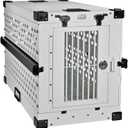 Heavy Duty Fully Collapsible Powder-Coated Aluminum Dog Crate - Medium (White) (34.6"L x 25.2"W x 28.9"H)
