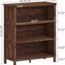 BON AUGURE Rustic Short Bookshelf, 3 Shelf Bookcase, Small Wood Low Book Cases/Shelves, Farmhouse Storage Tier Book Shelves for Home Office, Living Room, Small Space (Rustic Oak)